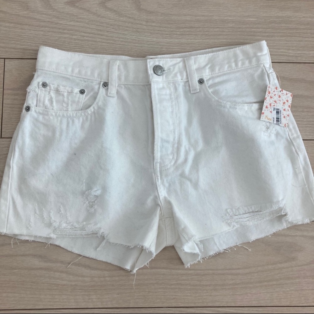 NWT free people white jean shorts